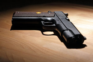 Gun on table