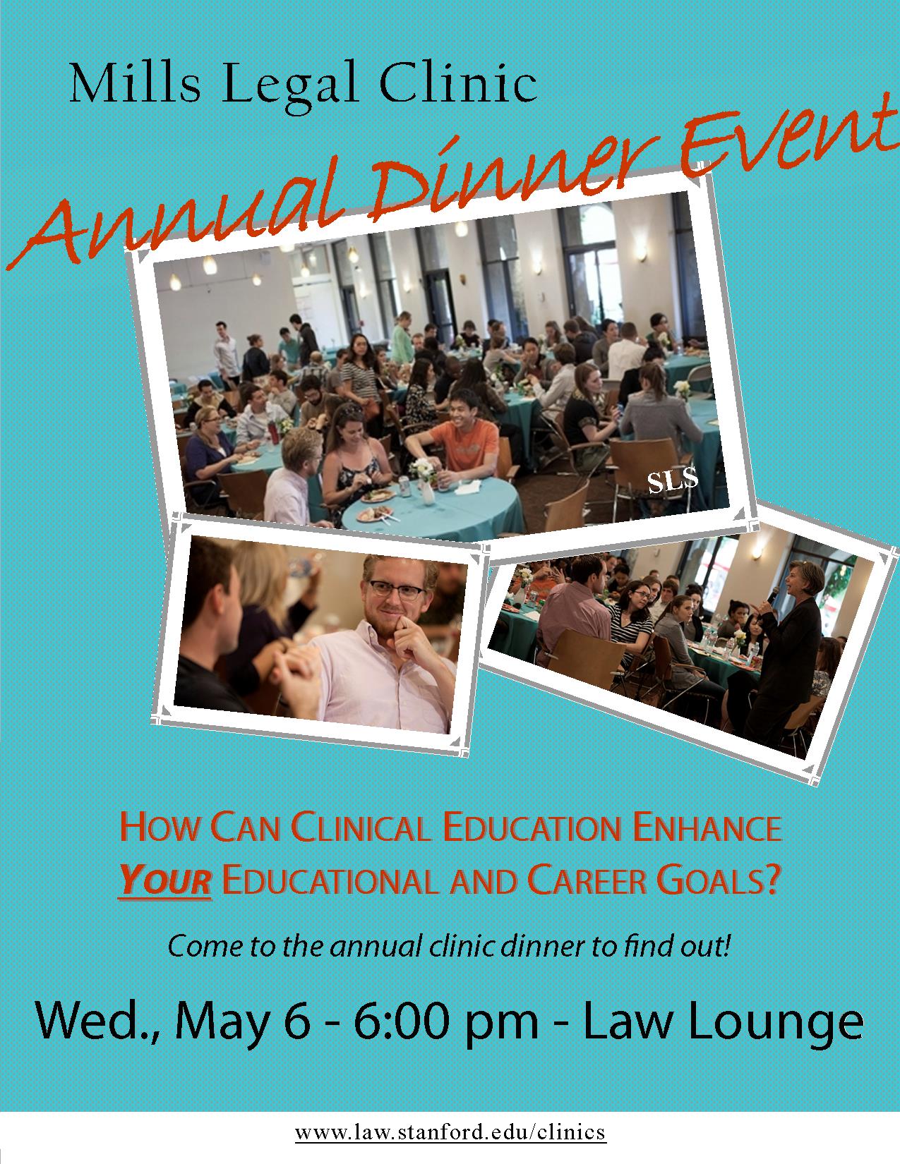 Clinic Dinner and Information Session--Wednesday, May 6 at 6:00 p.m.