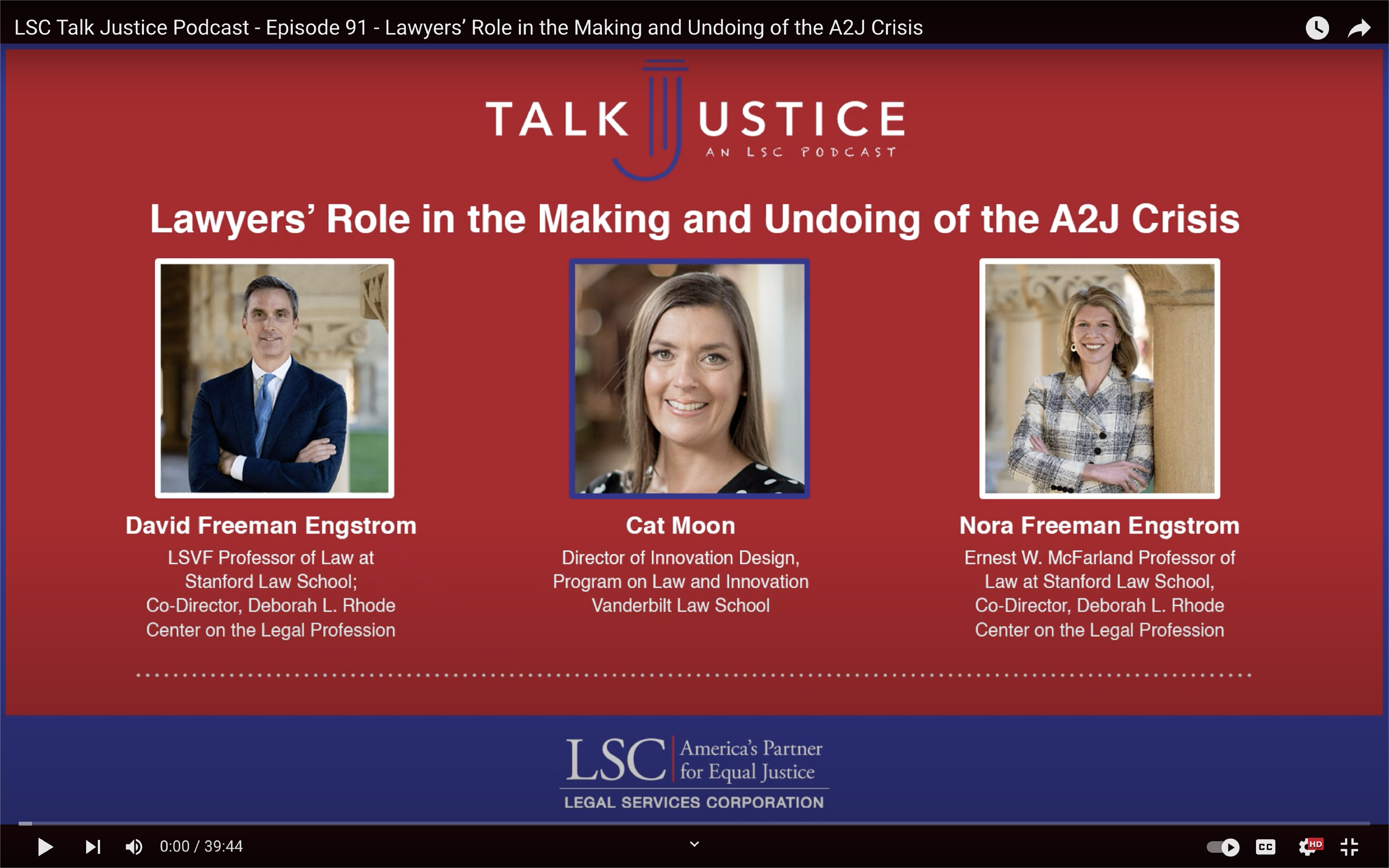 David Freeman Engstrom, Cat Moon, and Nora Freeman Engstrom - Talk Justice podcast cover image