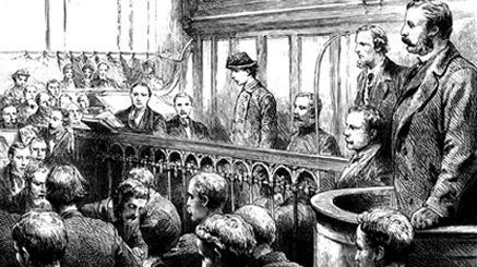 Victorian woman on trial - Illustration