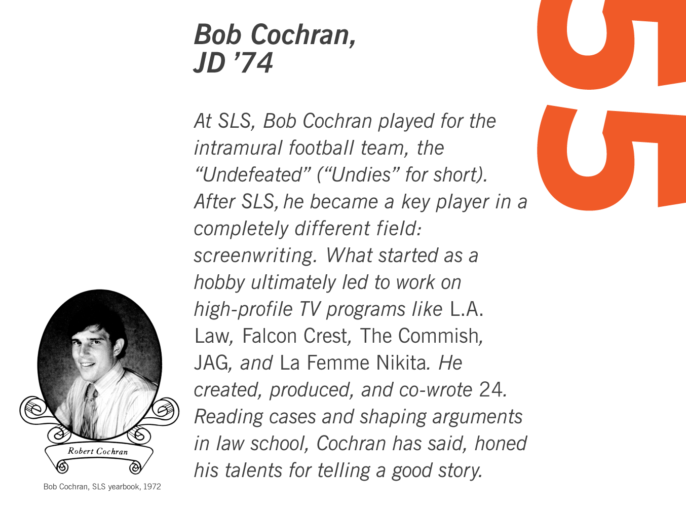 Bob Cochran, SLS yearbook, 1972