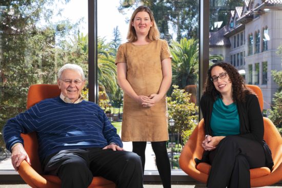 Professors Lawrence Friedman, Bernadette Meyler, JD ’03, and Amalia Kessler (MA ’96, PhD ’01) (Photo by: Gregg Segal)