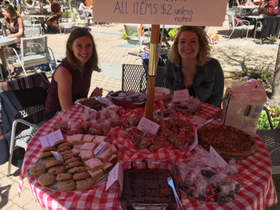 Rebecca Pottash (left), Katherine Carey and colleagues sold hundreds of baked goods during law school to raise money for domestic violence shelters in the Bay Area