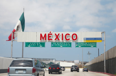 US/Mexico border entry sign