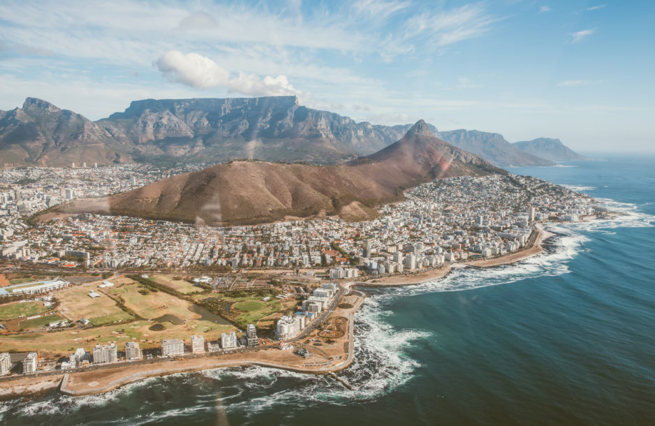 Aerial view of Cape Peninsula in West Cape,South Africa.