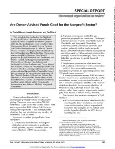Donor-Advised Funds and their Critics (807C)