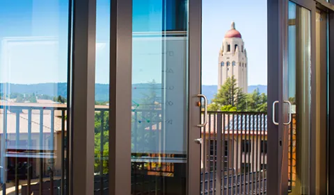 Photo from conference room at Stanford GSB