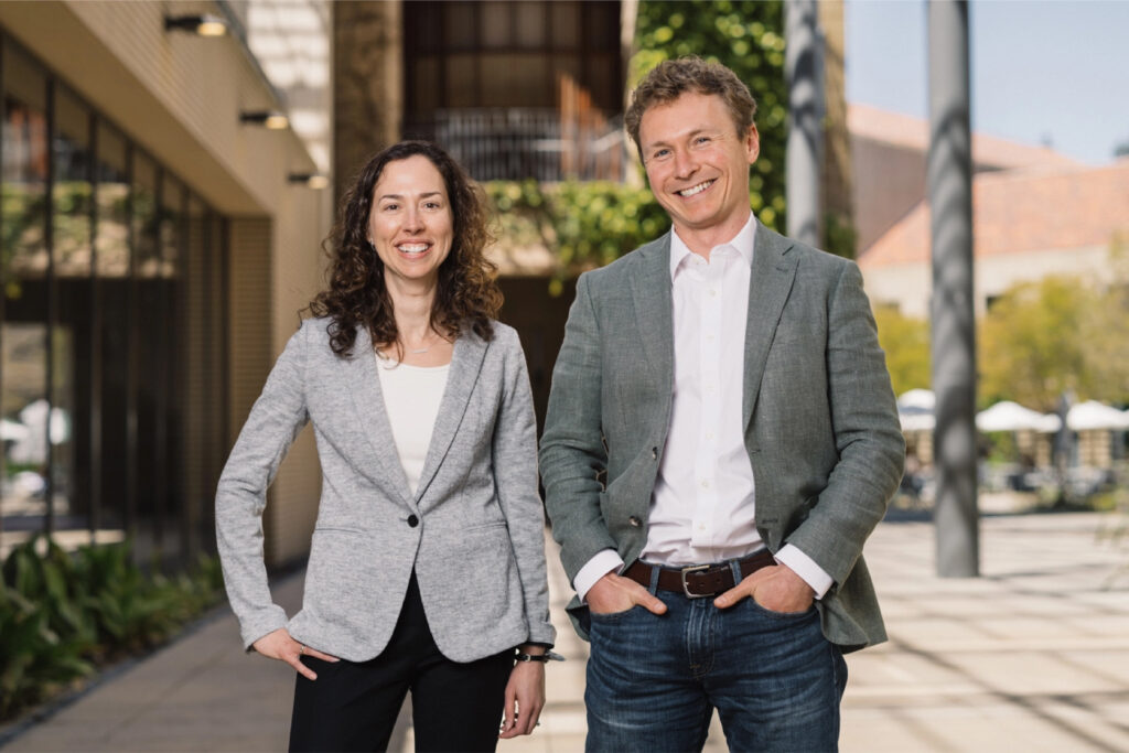 Photo of Stanford lecturers Molly Melius, JD '10, and Sam McClure, JD '17.