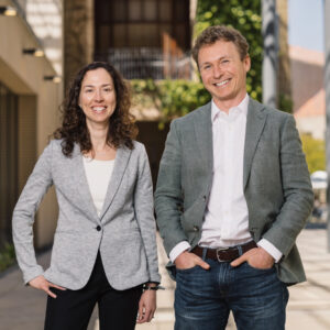 Photo of Stanford lecturers Molly Melius, JD '10, and Sam McClure, JD '17.