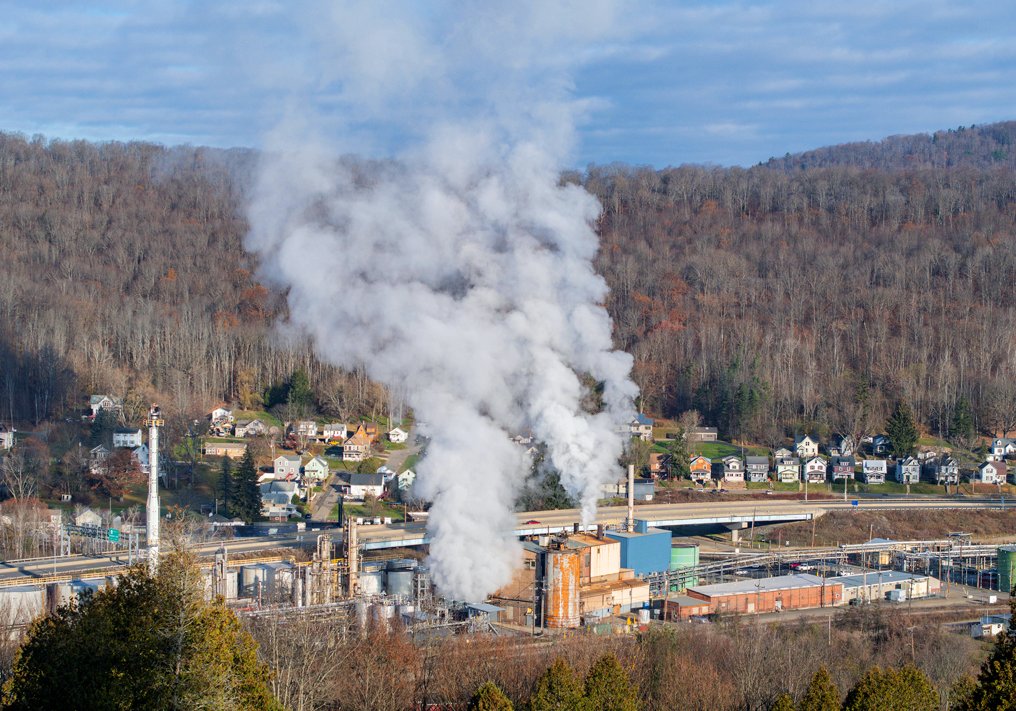Oil refinery in a rural community.