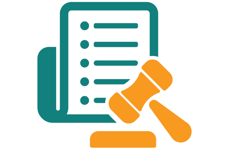 Icon of a list and gavel