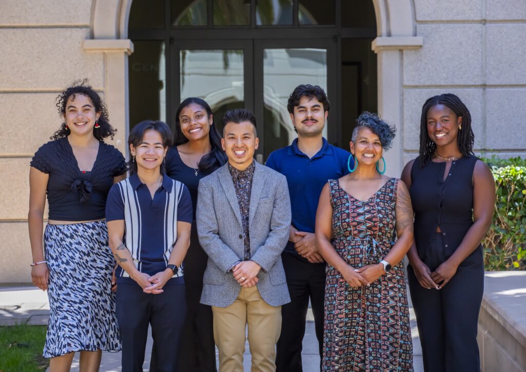 Zoe Edelman, Ev Gilbert, Chaélyn Anderson, Hoang Pham, Antonio Preciado (BA `25), Subini Annamma, and Andrea Akinola at the 2025 Roses Talk Project Convening (photography by Christine Baker)