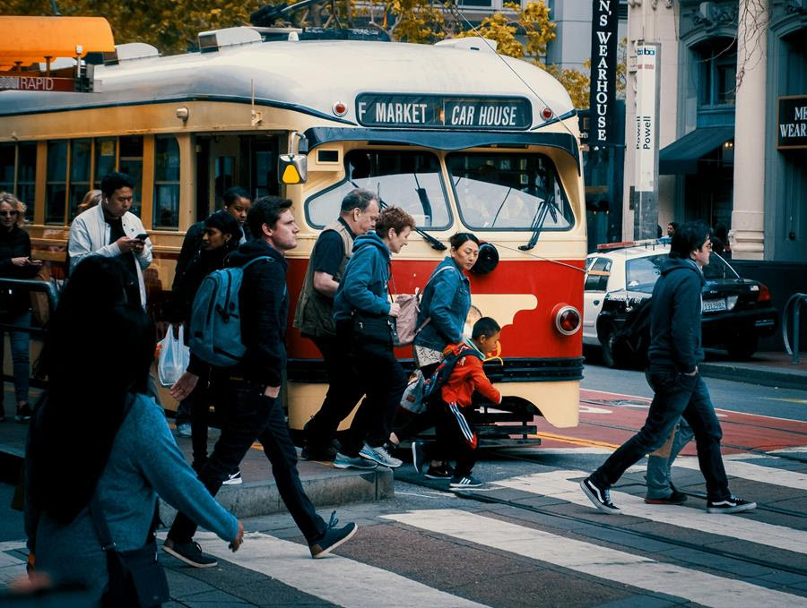 People crossing street