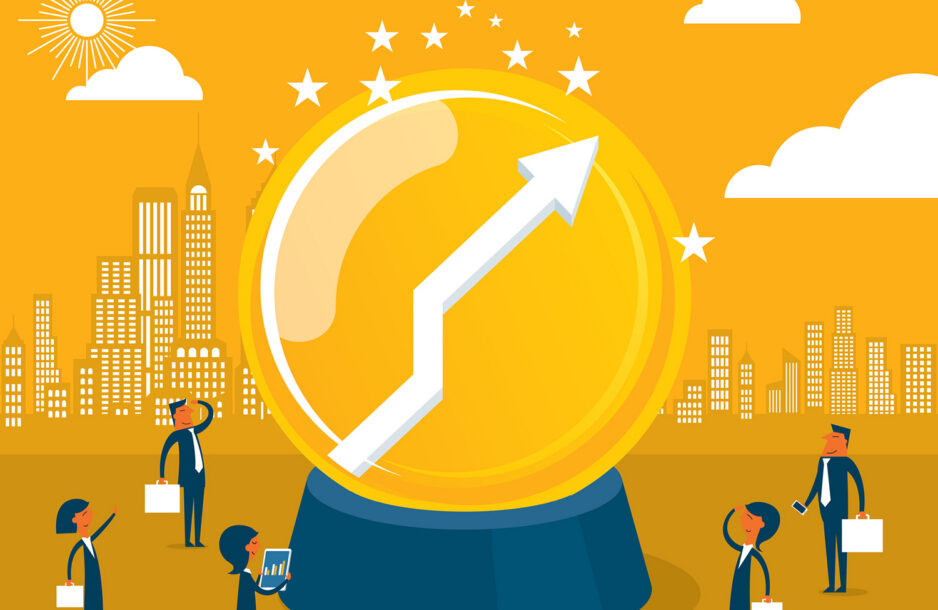 Business people asking a crystal ball