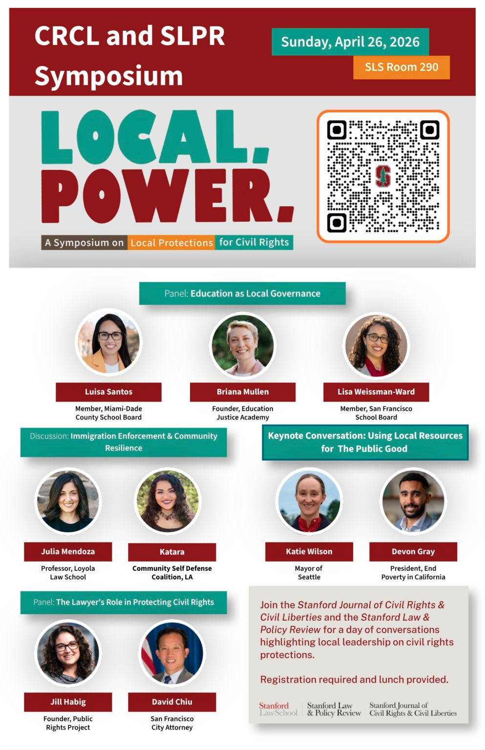 Poster for the Symposium on Local Leadership and Civil Rights Protections
