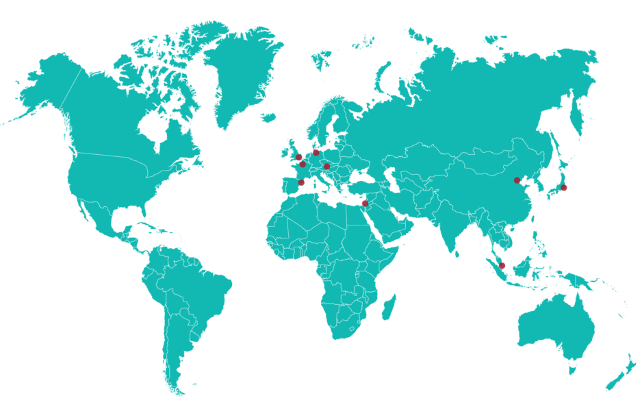Illustrated World Map with the Locations of Foreign Exchange Programs for SLS Students
